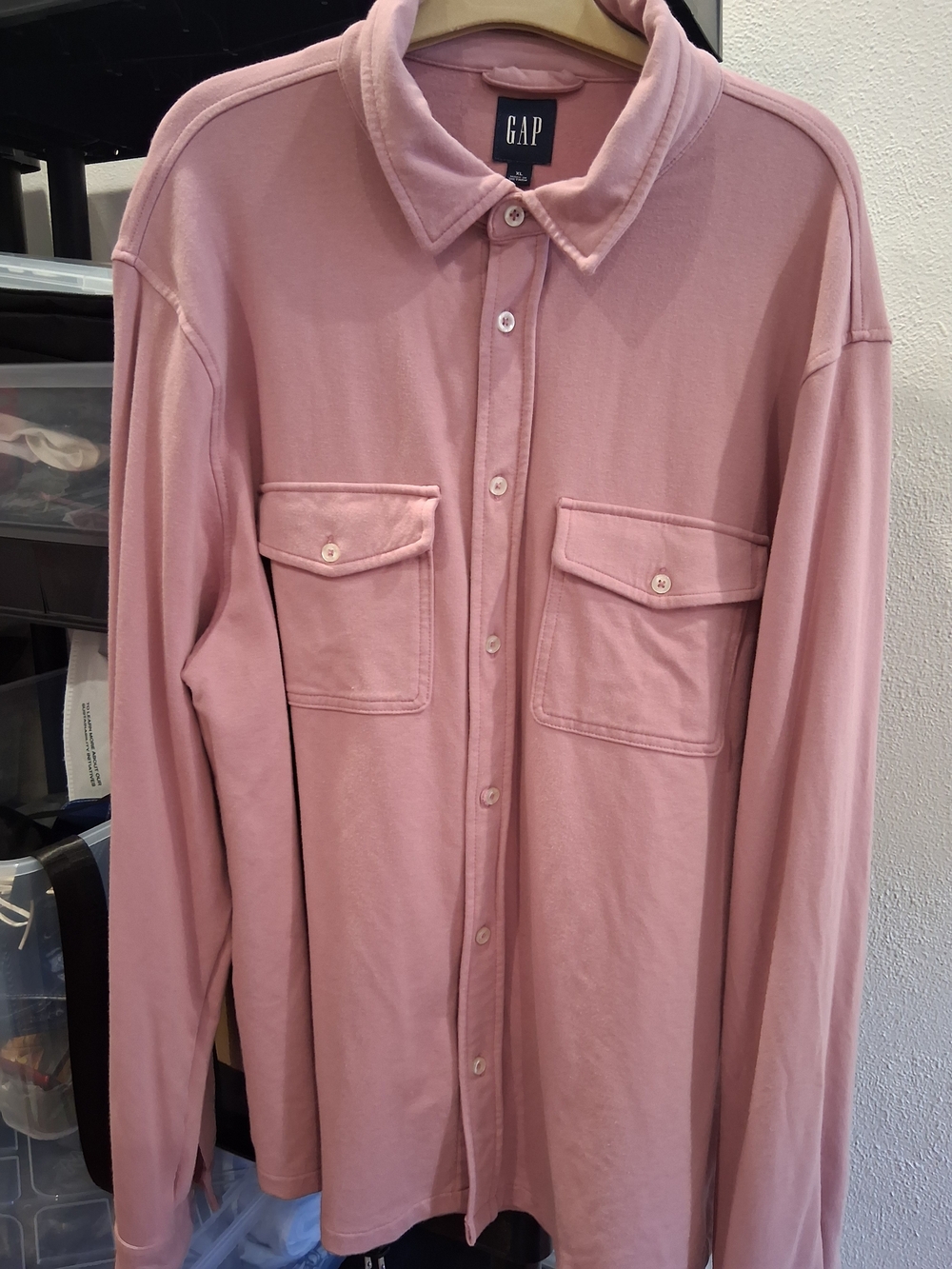 GAP Long-Sleeve Button-Up Shirt - Dusty Pink